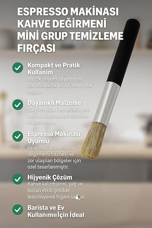 Espresso Makinası Kahve Değirmeni Mini Grup Temizleme Fırçası cin467