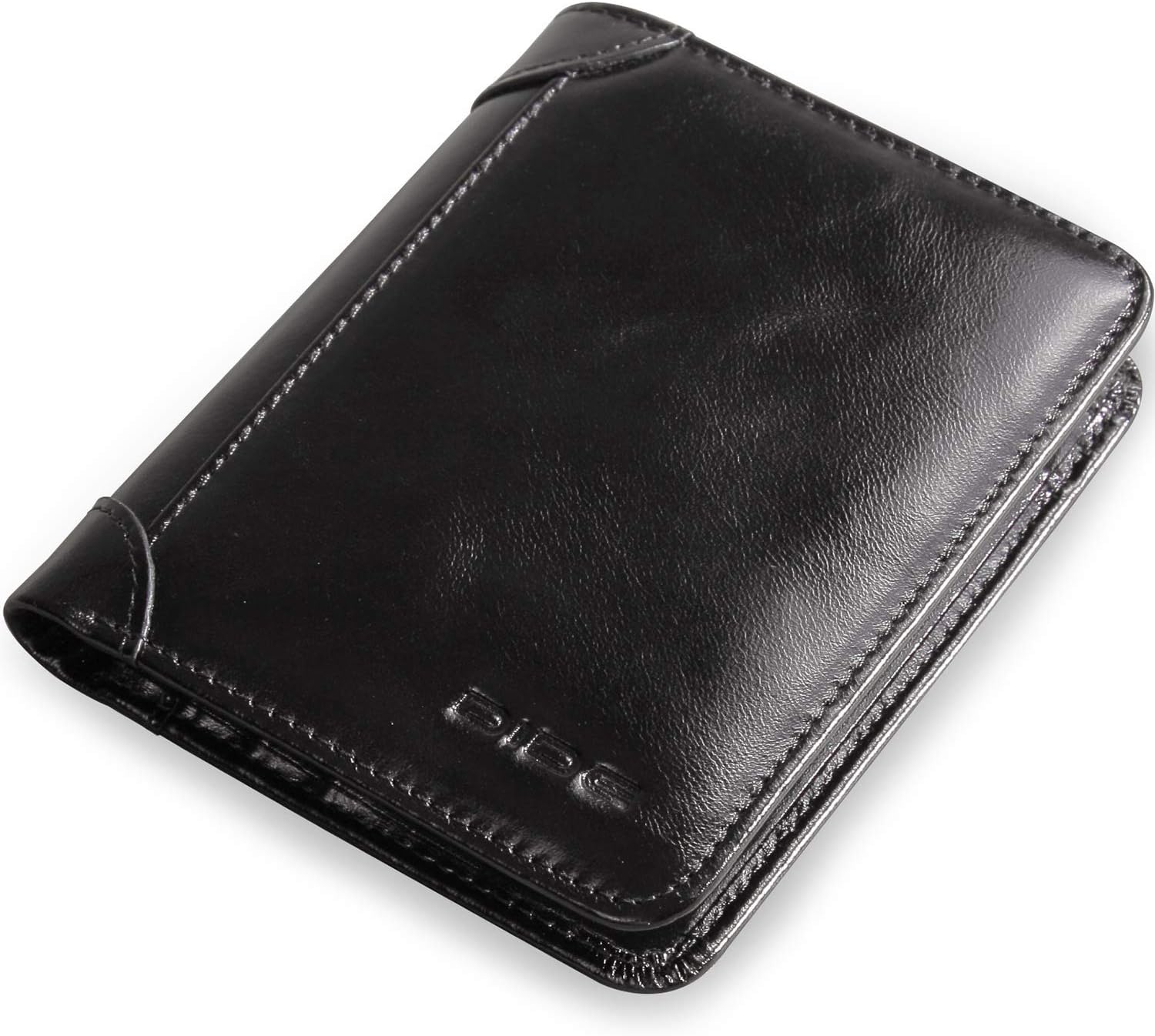 DIDE Mens Large Capacity Genuine Leather Bifold Wallet Credit Card Holder (Black)