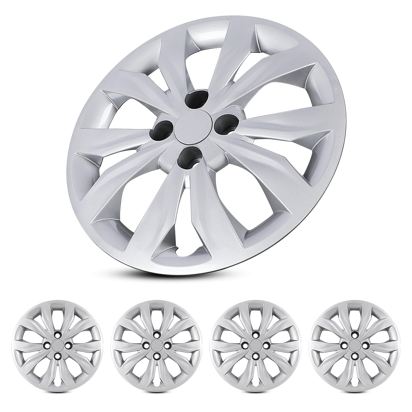 Lacquer 15 Inch Hubcaps for 2018-2022 Hyundai Accent | 2018-2023 Kia Rio Sedan/ Rio5 Replacement OE 15" Wheel Rim cover for Hyundai Kia with Bolt-On Installation, 4-Pack