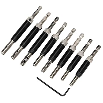 Wedinard Hinge Hole Puncher, Hinge Hole Drilling Tool, 8Pcs Aluminium Alloy Self Centering Hardware for Woodworking Home