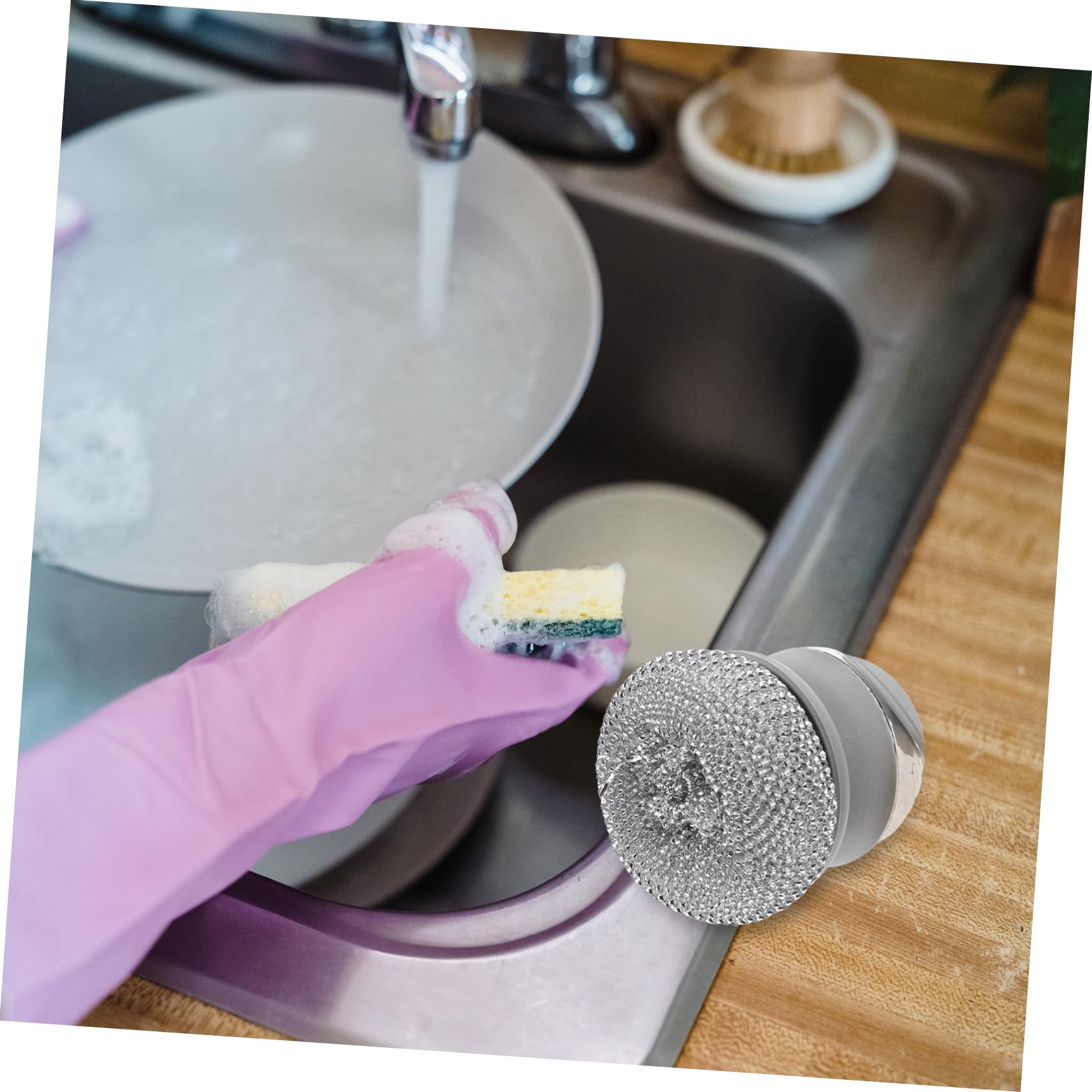 BESTOYARD 5juegos Cepillo De Limpieza De Cocina Mango Estropajo De Inoxidable para Fregar Cepillo Multifuncional para Ollas y Sartenes Herramienta De Limpieza Resistente y
