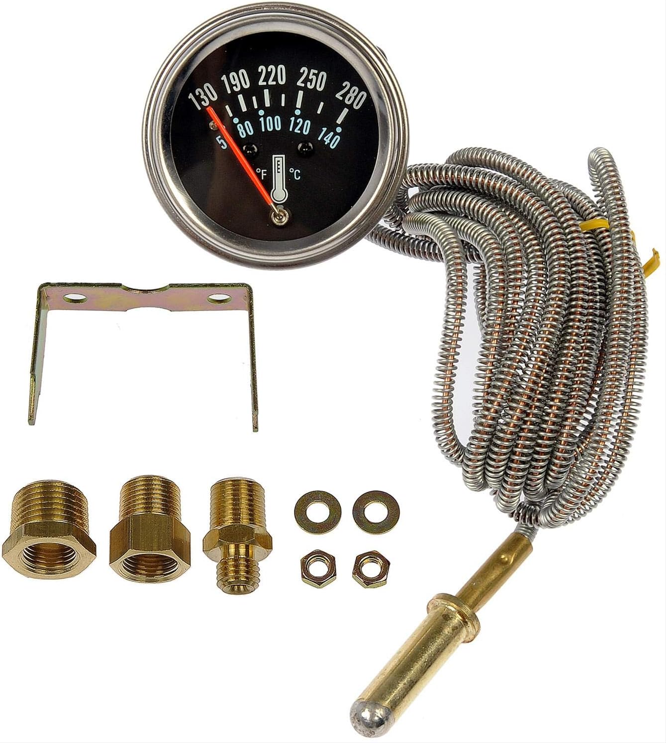 APDTY 8231 Water Temperature Gauge Mechanical 130-280 Deg F / 60-140 Deg C