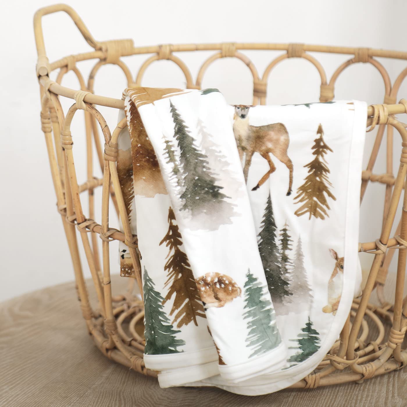 GRSSDER Baby Blankets Super Soft Jersey Knit Swaddle Blanket 2 Pack for Baby Girls and Boys, Double Layer Receiving Blankets 34 x 44 Inches Extra Large for Baby Show Gift, Deer & Bear