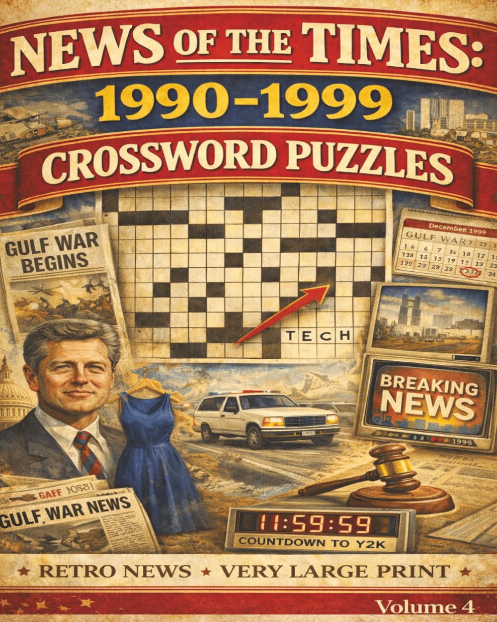 1990-1999 Crossword Puzzle Book: News of the Times Large Print Puzzles: 50 Nostalgic Large Print Crosswords Featuring News, Politics, and History of the 1990s (MEMORY CARE PUZZLES- NEWS OF THE TIMES)