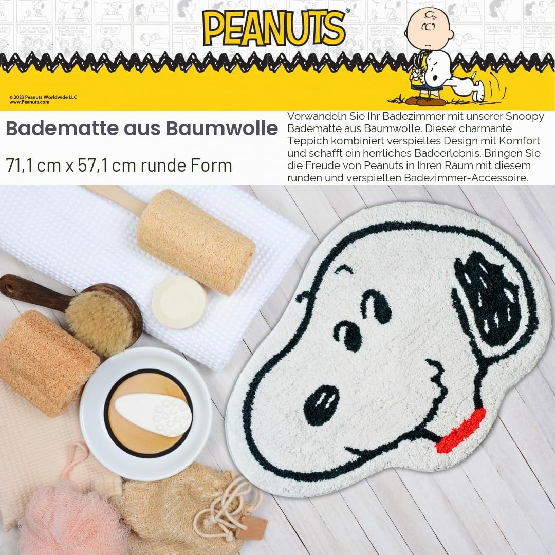 Franco Collectibles Peanuts Snoopy Badezimmerteppich, 100% Baumwolle, rutschfest, offizielles Lizenzprodukt