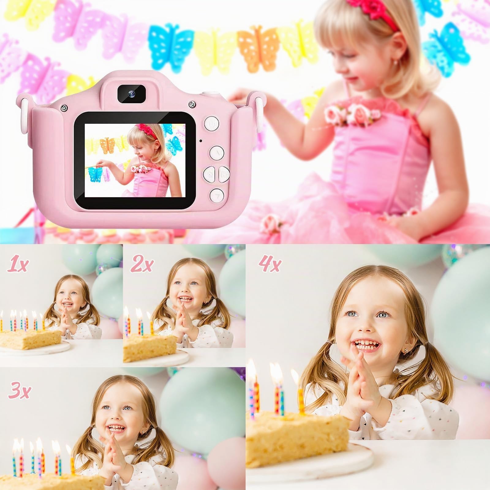 Mini Fotocamera Bambini Ricaricabile 1080P HD 2 Pollici – Macchina Fotografica Digitale 20MP con Doppio Obiettivo Selfie, Scheda SD 32GB e Custodia Silicone Antishock – Giocattolo Educativo, Regalo Id
