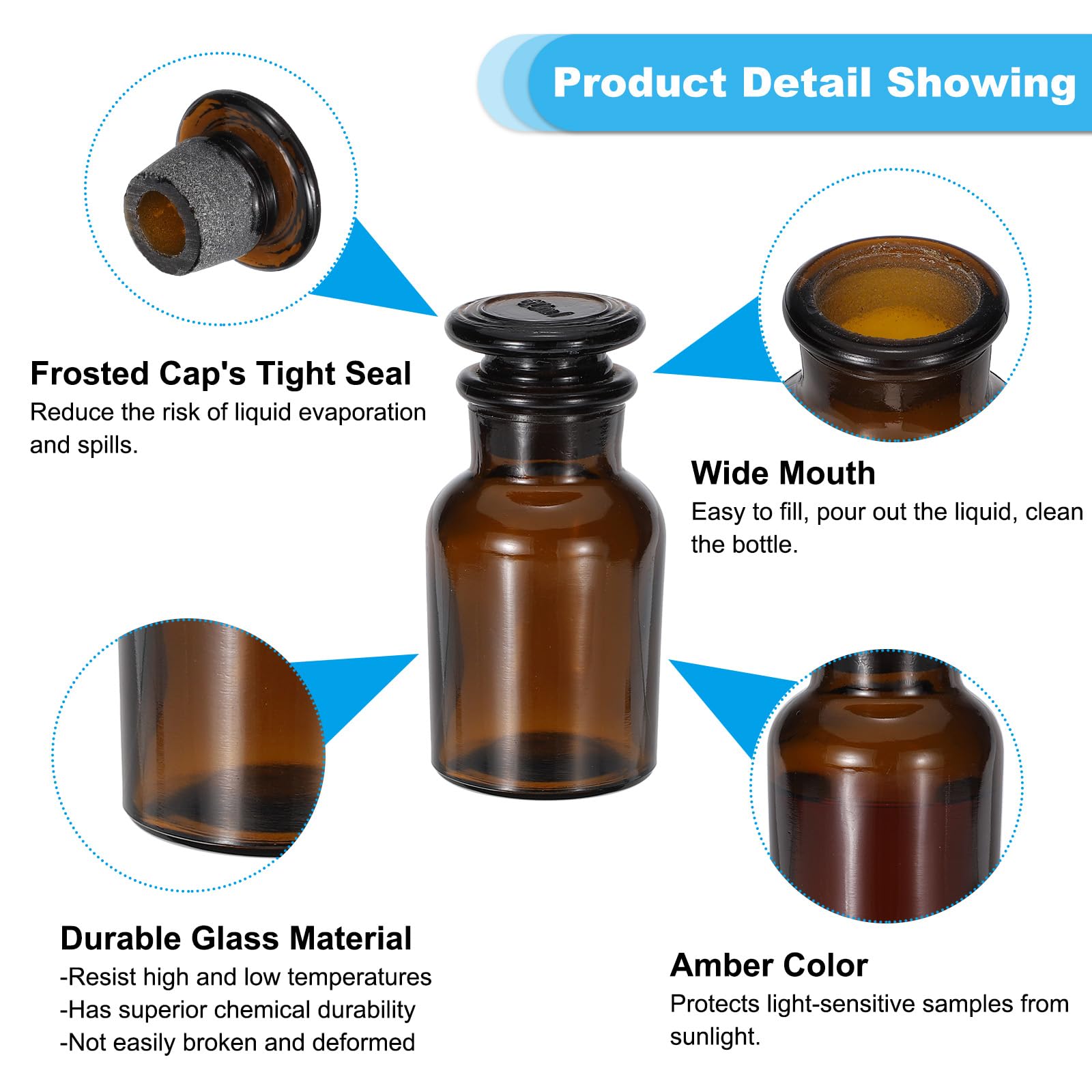 Produktbild von PATIKIL Reagenzflaschen 60ml Aus Glas - Breite Öffnung Für Labor & Dekoration