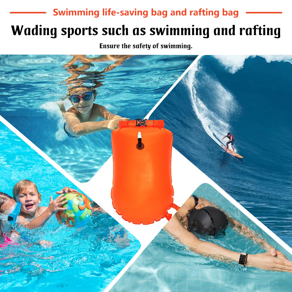 Boa di Nuotata,Boa Gonfiabile per Nuoto,Boa da Nuoto Acque Libere con Cintura in Vita Regolabile,Boa Nuoto Acque Libere Accessori,per Triathlon,Kayak