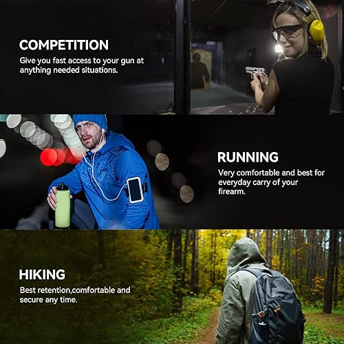 Miniatura 6 de Funda de transporte oculta, funda universal para pistola IWB con linterna láser debajo del barril montada en pistola, se adapta a Glock 17192023