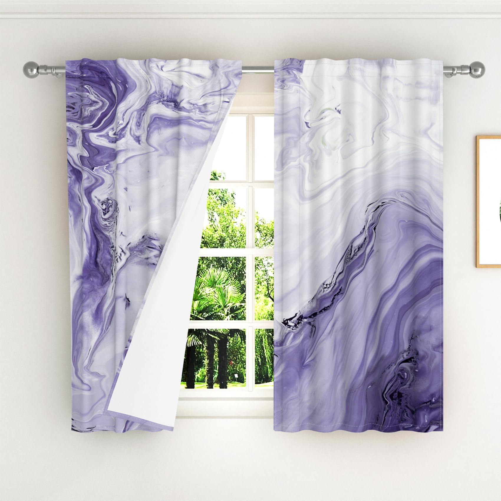 Kzzfqxb 117x138cm Rod Pocket Curtains 2 Panels - Image 2