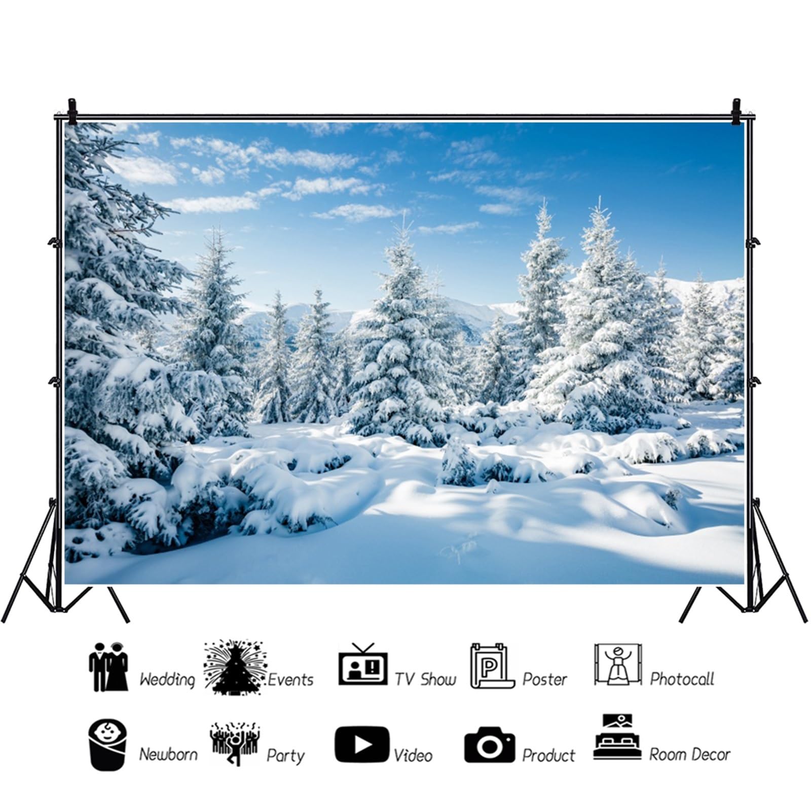 YongFoto 4,5x3m Vinile Sfondo Fotografico Xmas Albero Natale innevato rurale Merry Fondale Foto Festa Bambini Boby Nozze Adulto Partito Studio Fotografico Puntelli