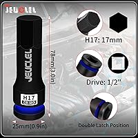 Vista 6 de Enchufe de punta de impacto hexagonal de 0.669 in, H17 1/2 pulgadas, adaptador de destornillador hexagonal de acero Cr-Mo para llaves de trinquete