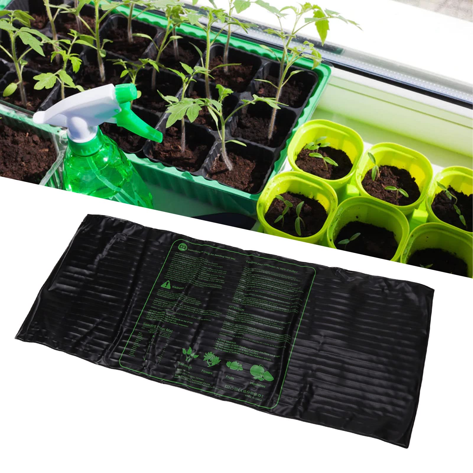 Tappetino Riscaldante per Piantine, Tappetino Riscaldante per Rettili Ad Alta Efficienza Impermeabile in PVC, Morbido Flessibile Flessibile Confortevole Tappetino Riscaldante per Piante(EU)