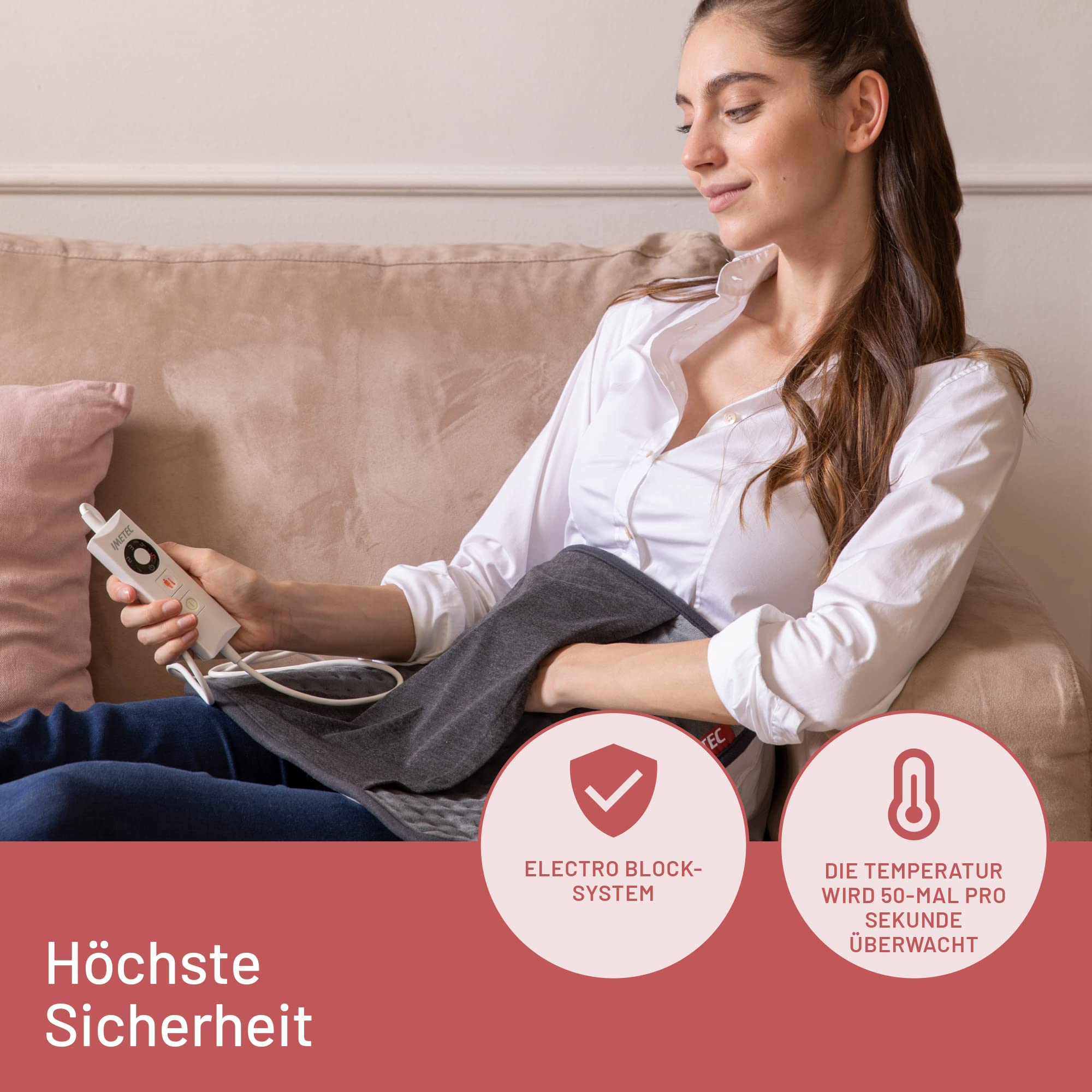 Imetec Intellisense Comfort, Mehrzweck-Heizkissen, ideal für Rücken und Bauch, Tasche für die Hände, schnelles Erhitzen, hypoallergener Stoff, 5 Temperaturen, Elektro-Block-Sicherheitssystem, waschbar