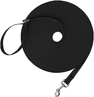 Hi Kiss Long Dog Training Leash 15-100ft - Recall Obedience Agility Lead for Puppies Large Dogs, Durable Nylon Tangle-Free Black