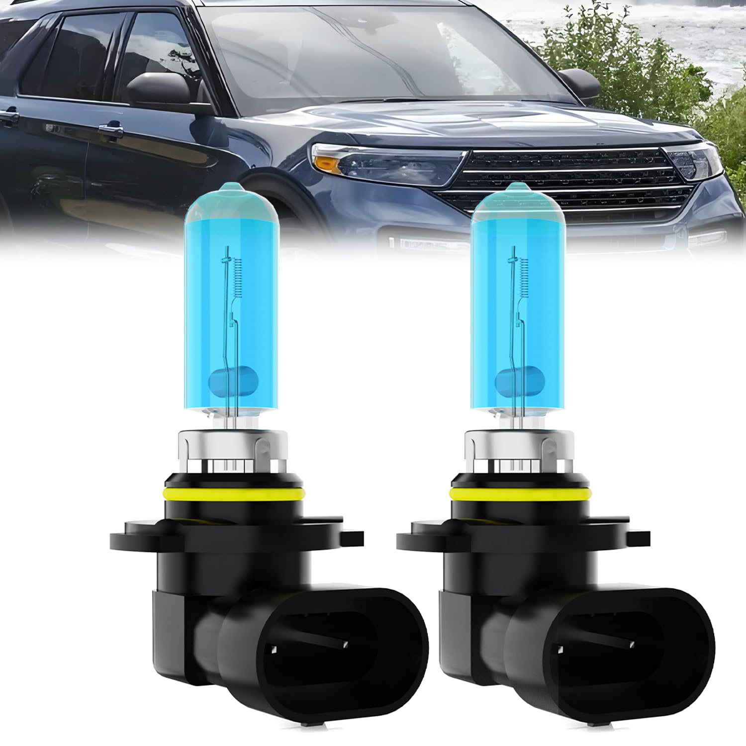 Headlight Bulbs Fit For Ford Explorer 2017-2019, 9005 High Beam Halogen Bulb, 6000K White Light, Pack of 2