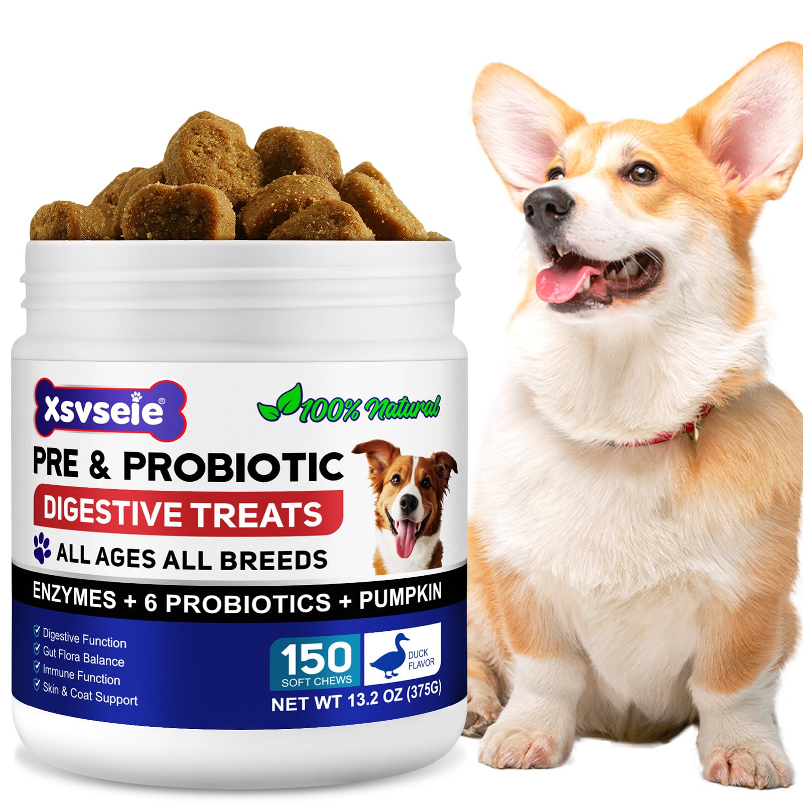 Probiotics for Dogs with Prebiotics - Dog Probiotics for Gut Health, Blue