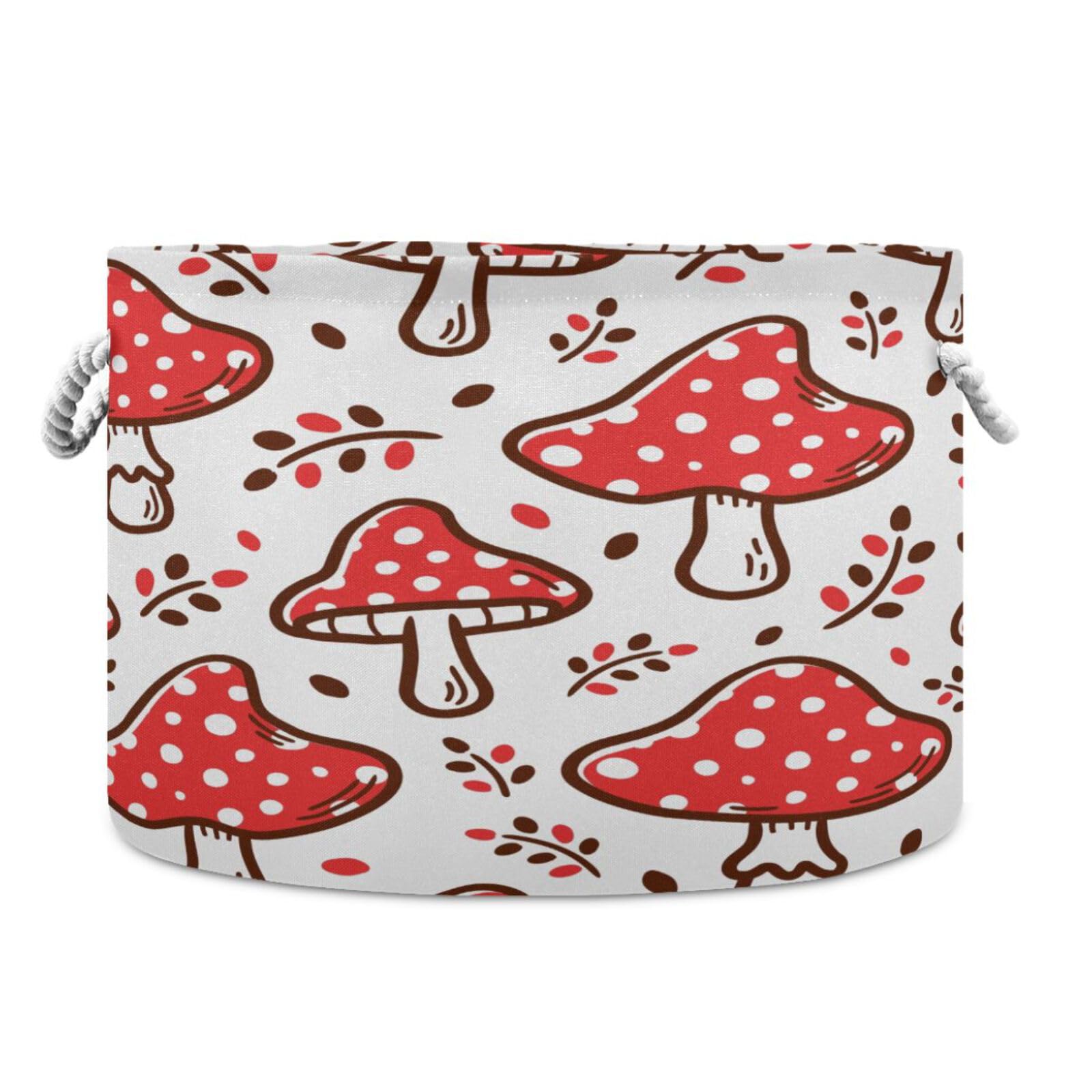 Ttgoth Amanita Mushroom Cotton Rope Basket Dog Toy Basket Dog Stuffs Storage Bin Pet Accessories Organizer Baby Blanket Basket Laundry Basket with Handles