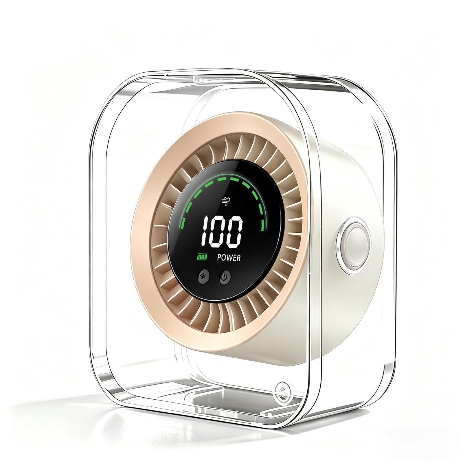 DDKJ Ventilateur de Bureau Ultra-Silencieux 20dB, 100 Vitesses, Batterie 4000mAh Rechargeable USB-C, 15h d'Autonomie, Rotation 360°, Design 2-en-1 Bureau et Mural, Idéal pour Chambre et Dortoir