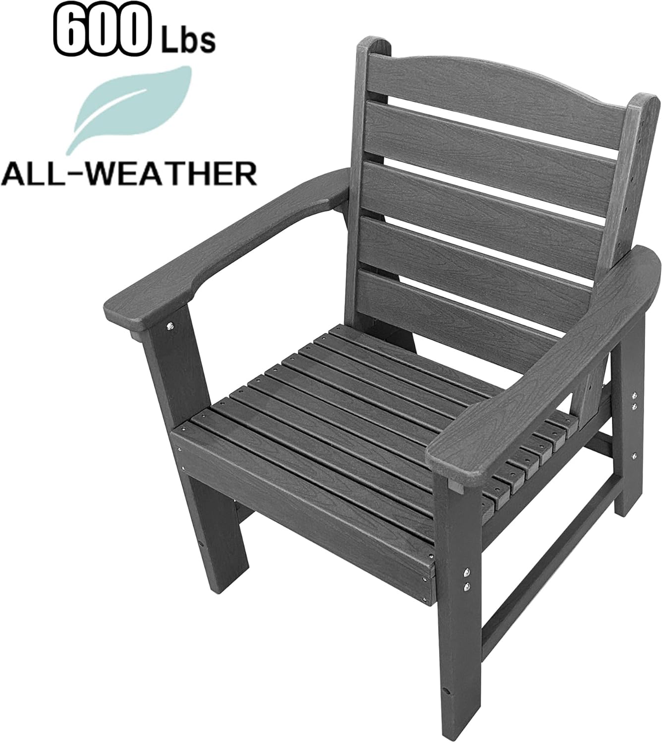 Modern HDPE Patio Dining Chair, Weather Resistant, for Outdoor, Garden, Yard, Lawn (Grey, 1 Piece - Chair)