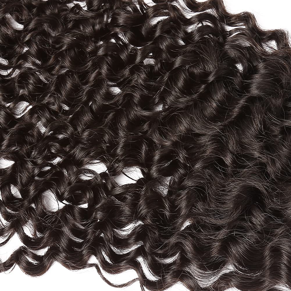 Brazilian Virgin Human Hair Lace Closure Curly Wave Hair Weave Human Hair Pieces Top Closures with Baby Hair 100% Unprocessed Human Hair Natural Black Color 4x4 inch Free Part 10inch