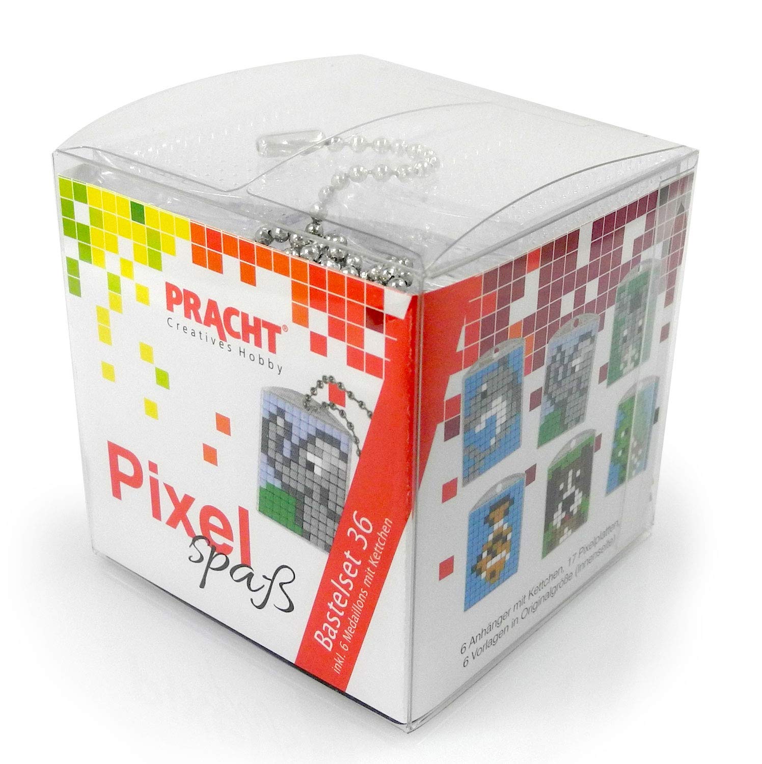 Pracht Creatives Hobby Pixel P90074-63501 Fun Craft Set 36 for Making 6 Lockets for Children, Easy Plug-In System, No Ironing or Gluing, Organic Plastic Stones
