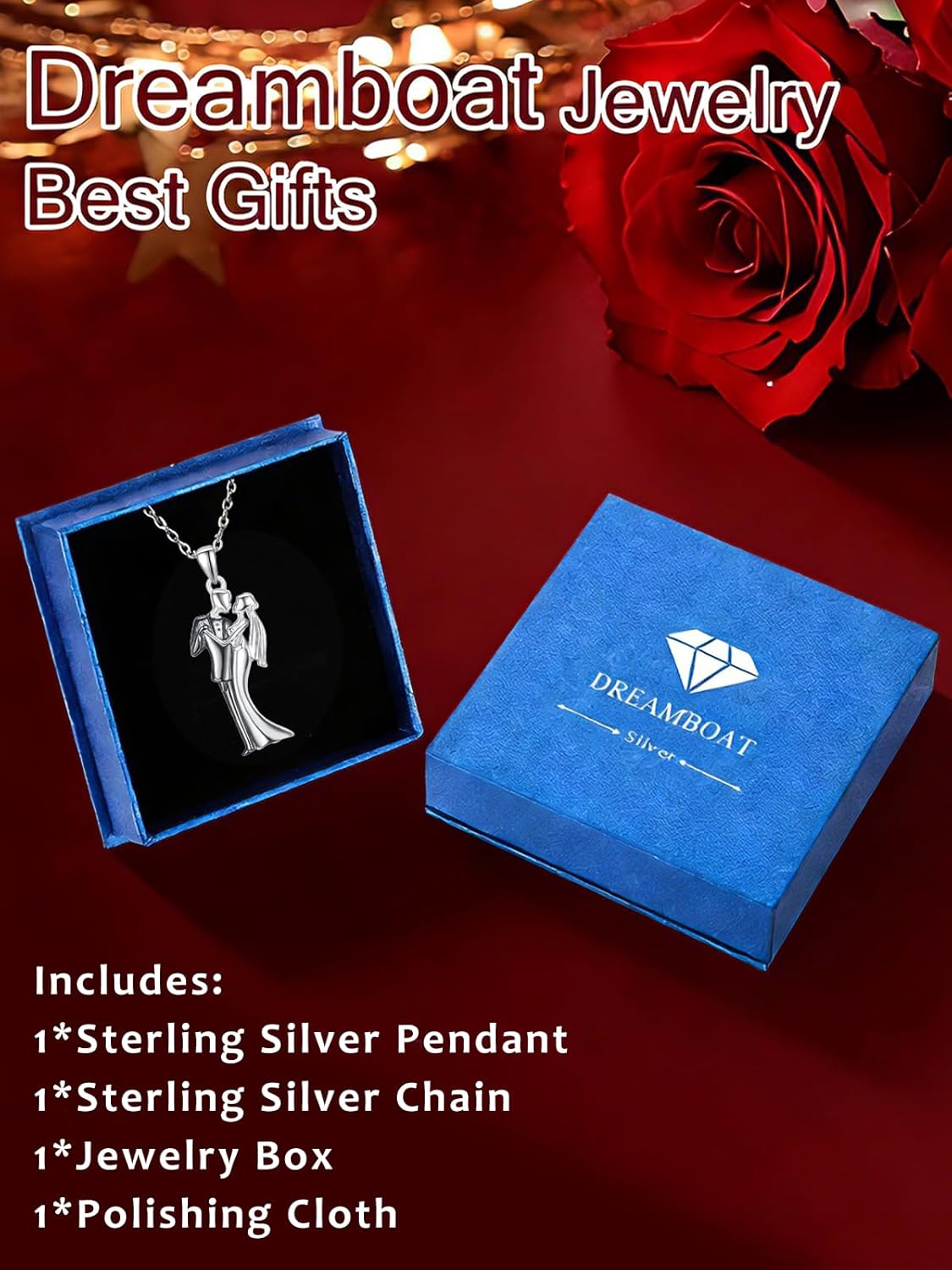 Dreamboat Sterling Silver Couples Hug Necklace for Women Valentines Necklace for Womens Valentines Day Gifts for Her Jewelry - Image 7