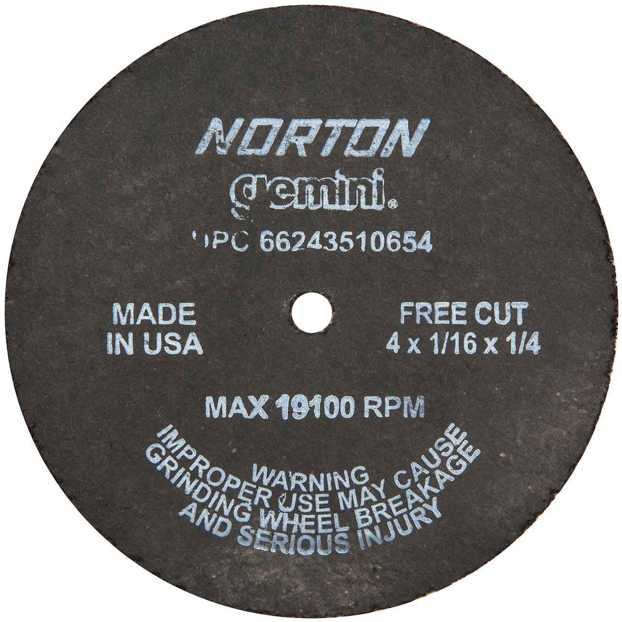 Norton 66243510654 4x1/16x1/4 In. Gemini AO Small Diameter