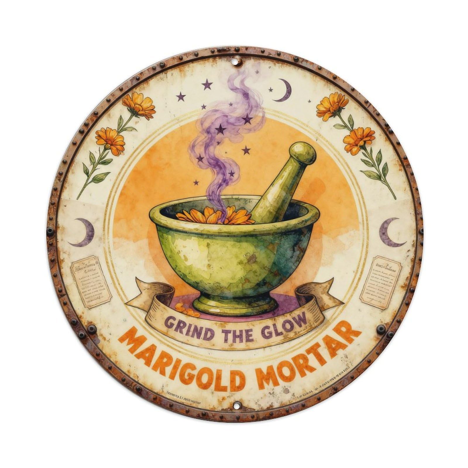 Marigold Mortar Sign Metal Tin Sign Plaque
