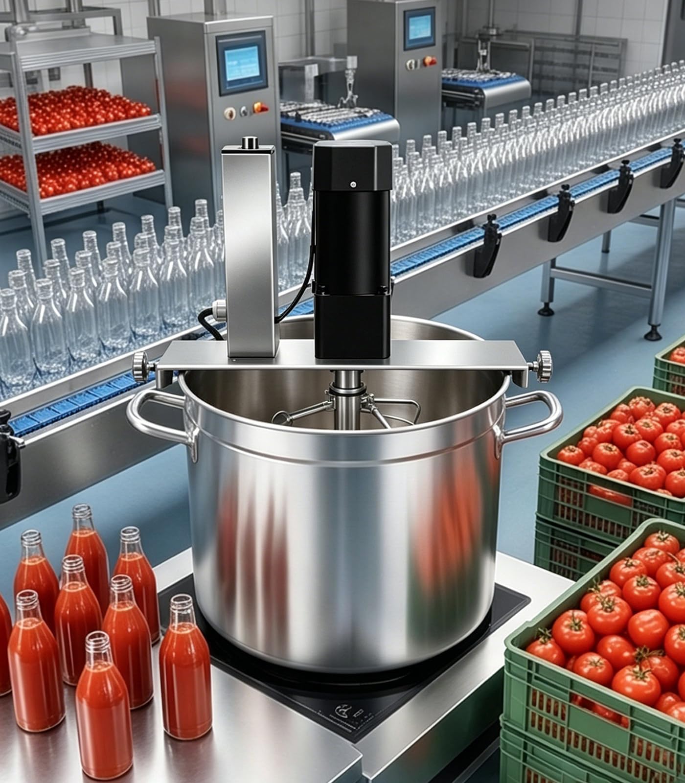 Kindevieft Multicolor Automatic Food Mixer Stainless Steel Hot Pot Seasoning Bottom Soup Sauce Stirrer Frying Machine For Hotel Restaurant Food Factory Cooking Commercial Food Stirrer Pot 25L