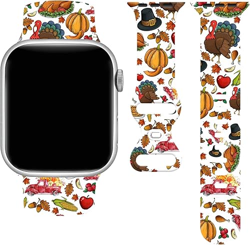 Correa de reloj de Acción de Gracias compatible con Apple Watch de 1.496 in 1.575 in 1.614 in 1.654 in 1.732 in 1.772 in 1.929 in, pulsera de disponible en Yaxa Peru