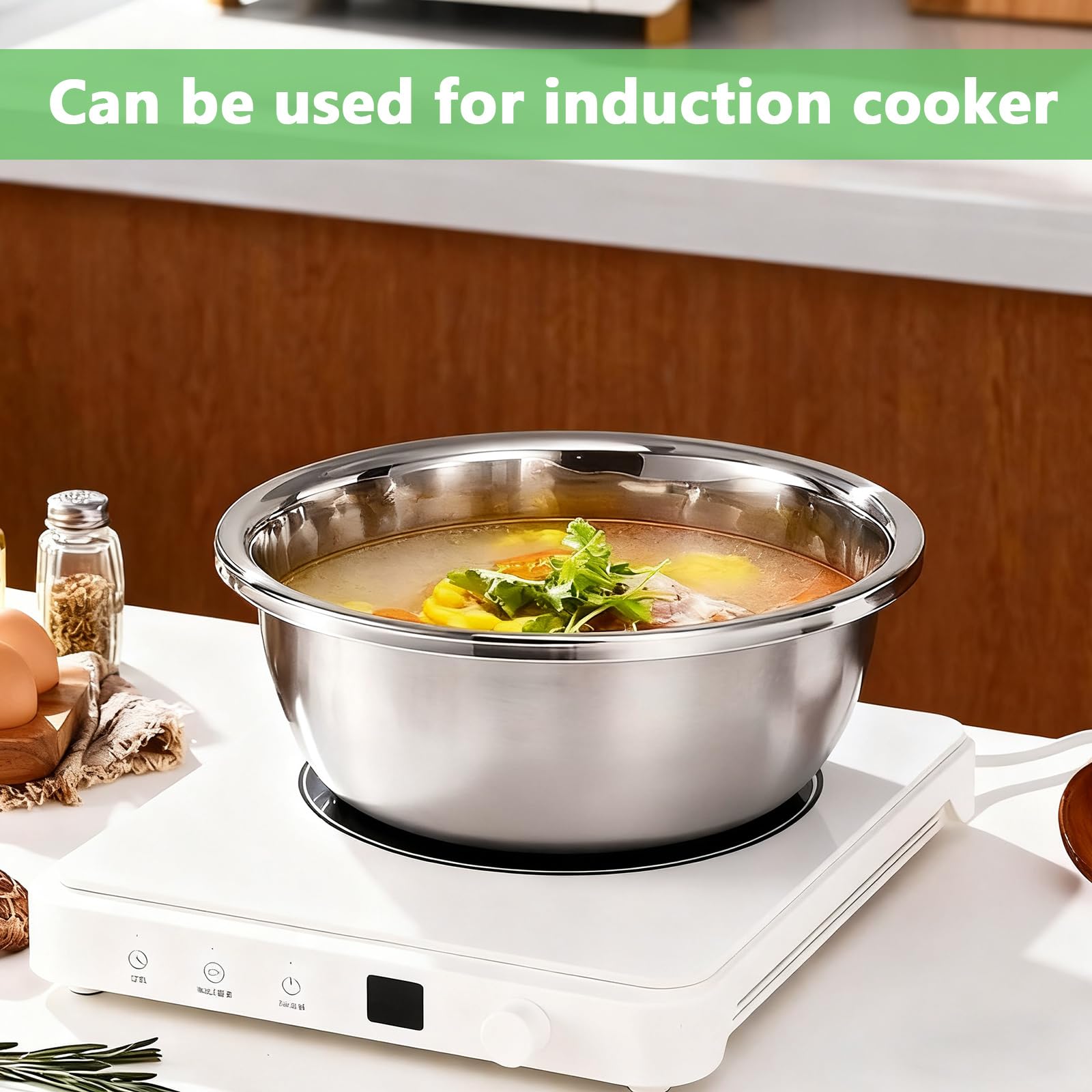 Set di 2 colino e ciotole in acciaio inox, 20 cm, colino da cucina, colino per pasta di riso, ciotola impilabile in acciaio inox, per verdure, frutta, pasta di riso