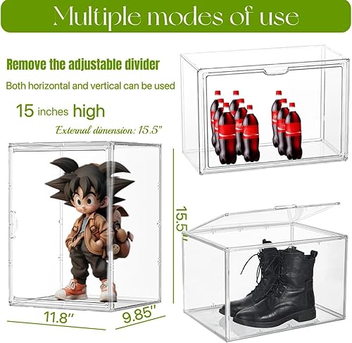 Miniatura 4 de Cajas de almacenamiento supergrandes para botas, contenedores de almacenamiento apilables transparentes, organizadores de cajas de zapatos grandes