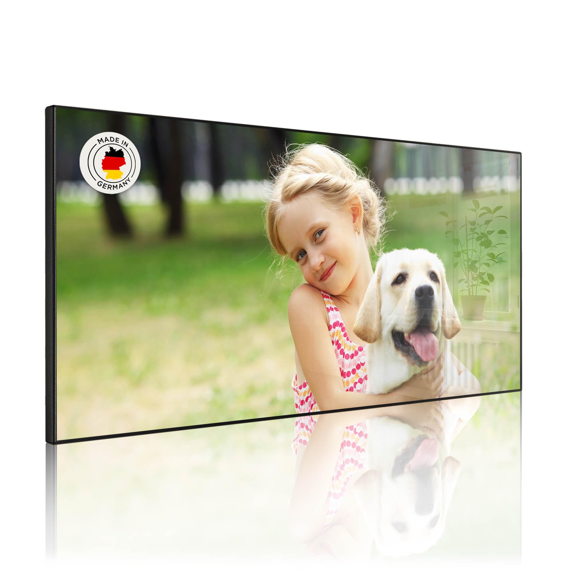 banjado Magnettafel Metall 78 x 37cm - beschreibbare Magnettafel - Metall Pinnwand als Memoboard - Magnetwand Küche, Büro, Kinderzimmer Schwarz inkl. 4 Magnete & Montageset - Motiv Wunschmotiv