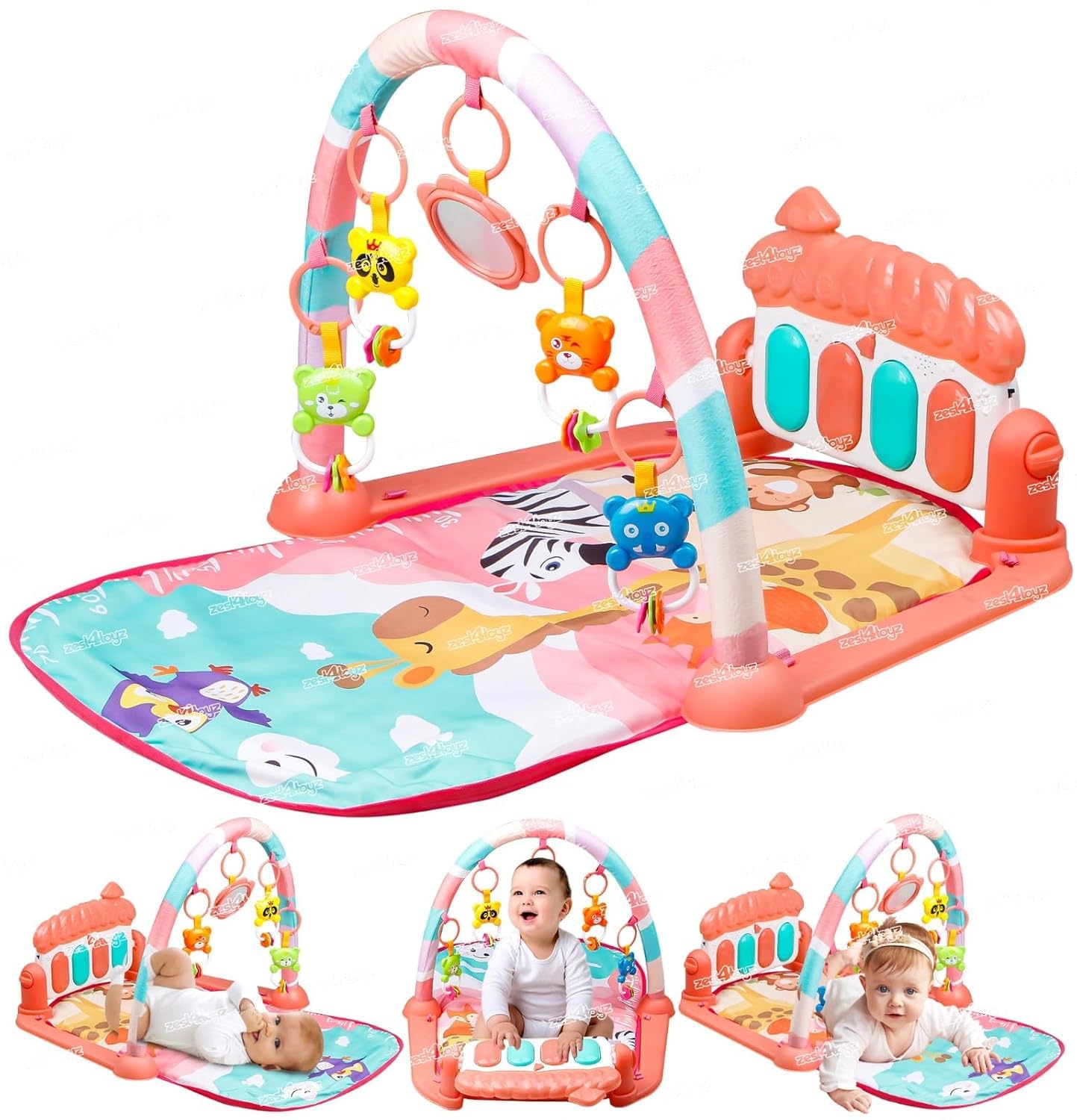 Zest 4 Toyz Musical Piano Baby Play Gym Mat Kids Activity Gym Mat With Music Lights Baby Crawling Mat For Newborn Baby 0 To 3 6 9 12 Months (Pink), 1 Count (B0BCZ5P28X) Amazon Price History, Amazon Price Tracker