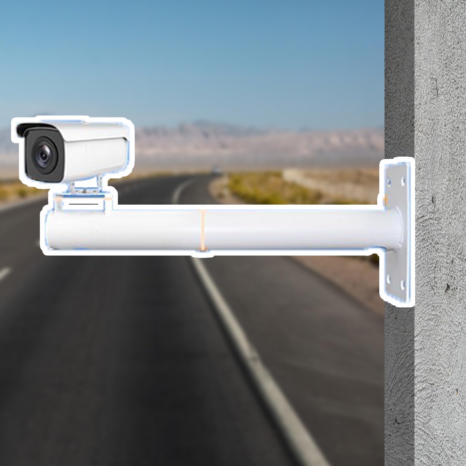Aioneer Single Extendable Outdoor Security Camera Pole Mount 4Ft-6.6Ft, Universal Bracket For Surveillance Cameras, Adjustable Telescope Support, Durable Wall Mount Solution - 0.5 M(1.64 Ft)