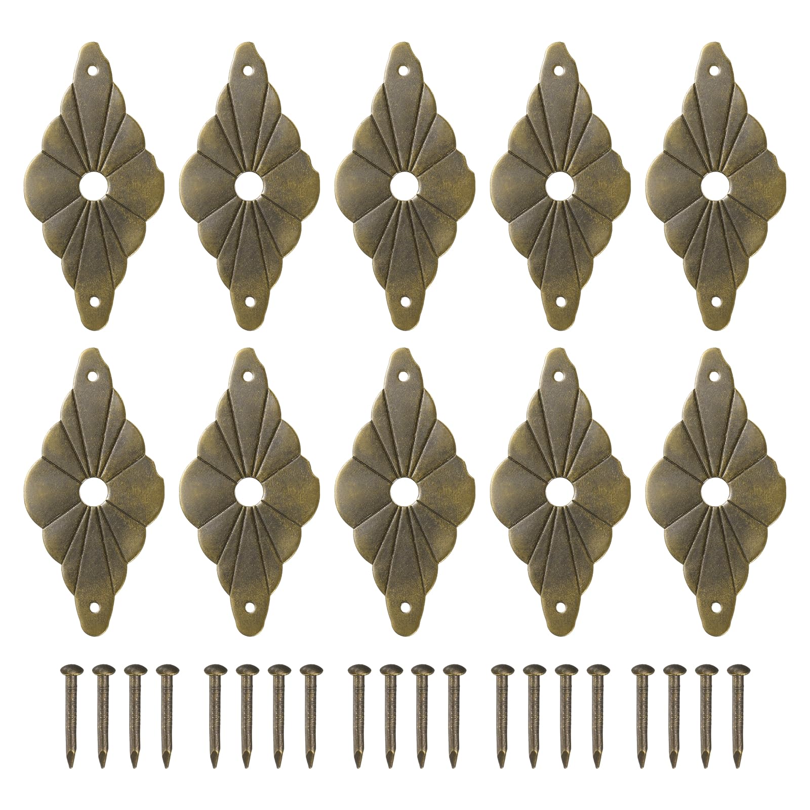 sourcing map 10 piastre posteriori per pomelli per armadietti, 6,9 cm, a forma di diamante, in ottone, decorazione classica per mobili, cassetti, armadi, porte, hardware (colore bronzo)
