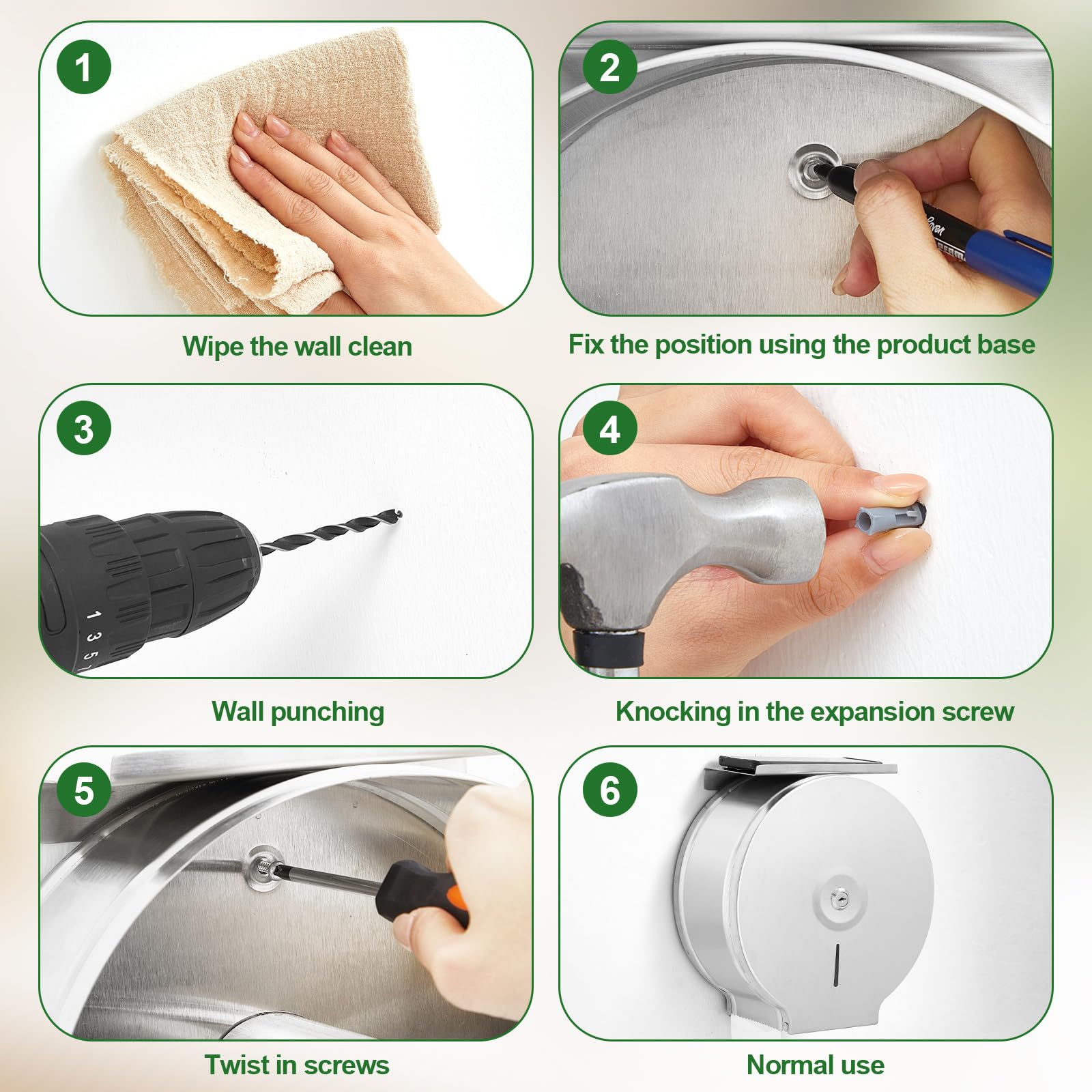 Mifoci 2 dispensadores de papel higiénico con estante de montaje en pared, soporte de papel higiénico comercial de acero inoxidable de 9 pulgadas, dispensador de pañuelos con cerradura y llave para