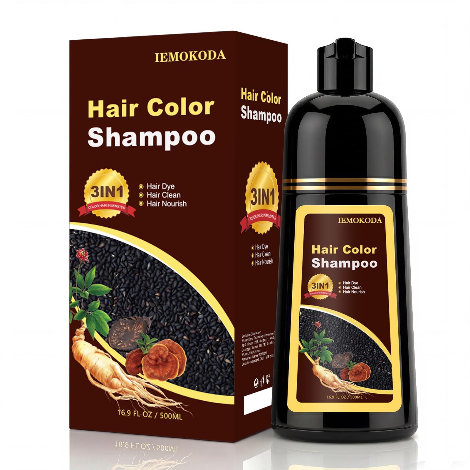 Blonde Brown Hair Dye Shampoo 3 in 1, Long-lasting & Natural Hair Color Shampoo, Herbal Ingredients Natural Shampoo Hair Dye Effect in Minutes for Men