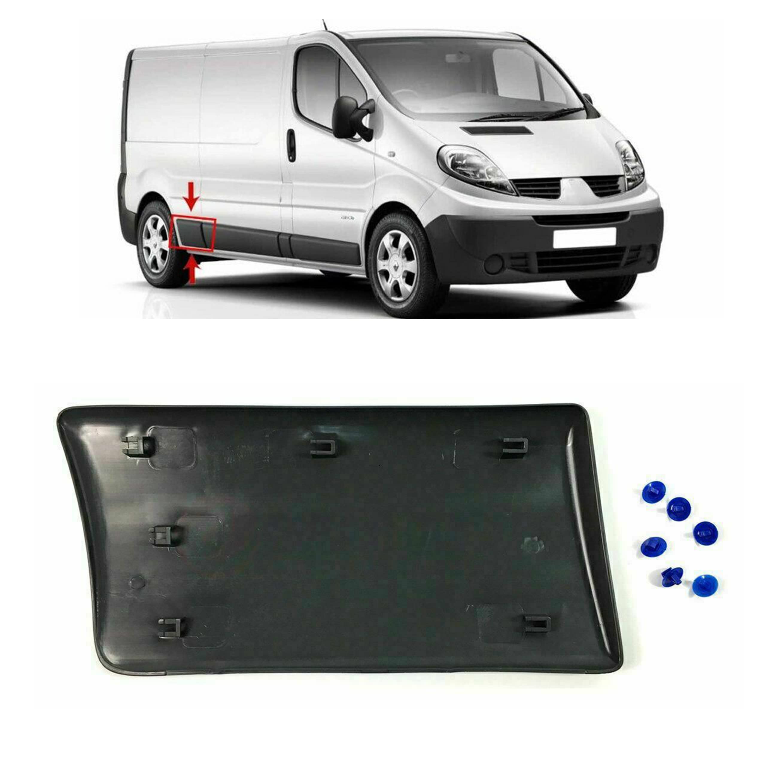 Seitenverkleidung Zierleiste Zierleiste Schutzleiste für LWB kompatibel mit Vivaro Trafic MK2 Primaster 2001-2014 (hinten rechts LWB)