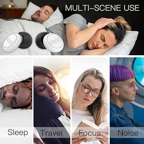 Miniatura 5 de Fitciz Tapones para los oídos para dormir con cancelación de ruido, tapones de silicona para reducción de ruido, ronquidos, trabajo, viajes, cómodos