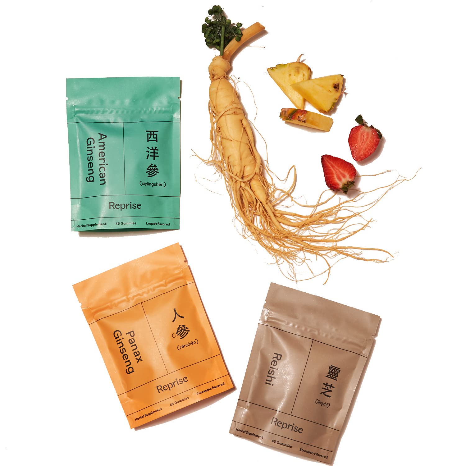 Reprise Focus Bundle - Includes American Ginseng, Panax Ginseng, & Reisi, 45 Gummies