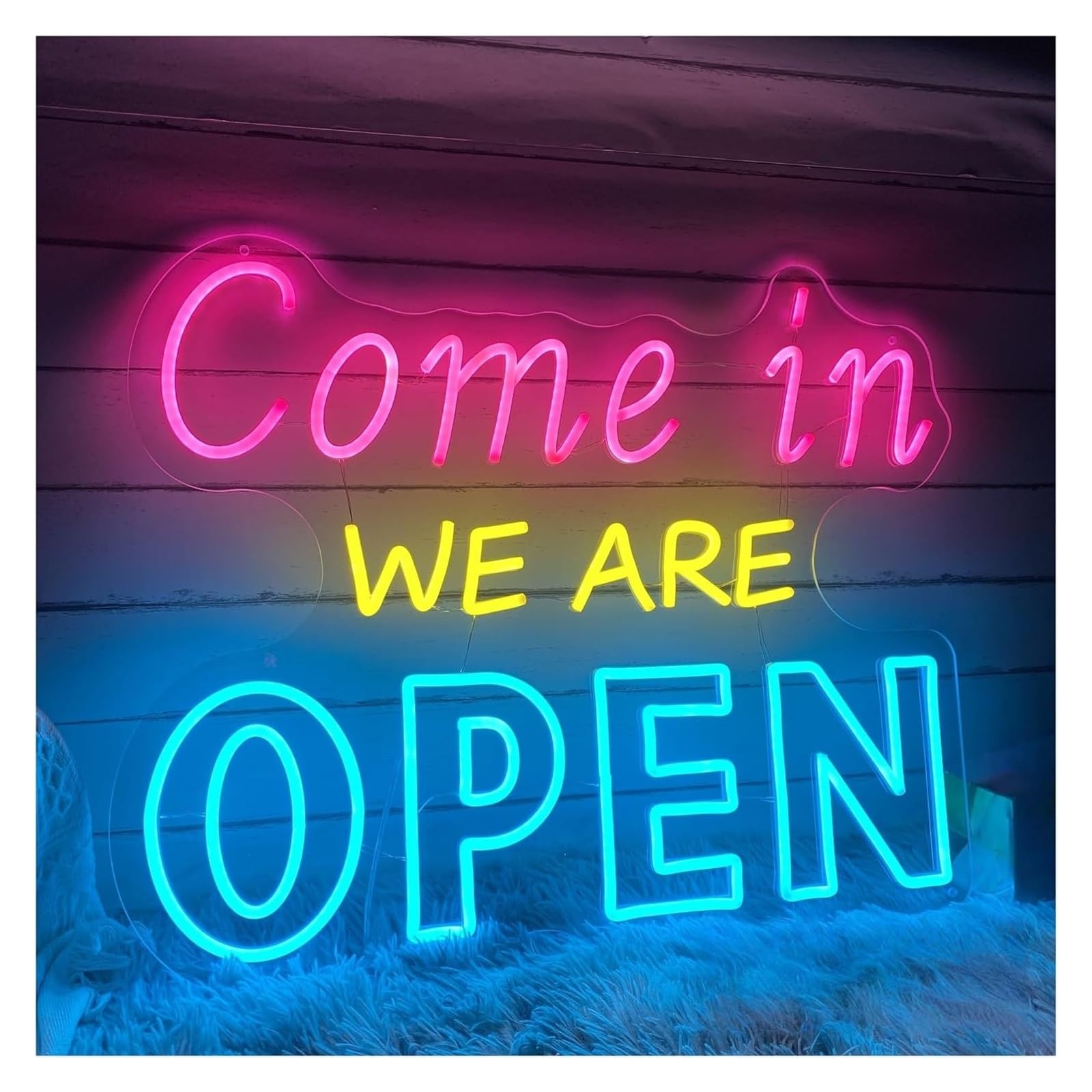Néons Néon Enseignes lumineuses Decor Enseigne Au Come In We Are Open Lumière Ouverte