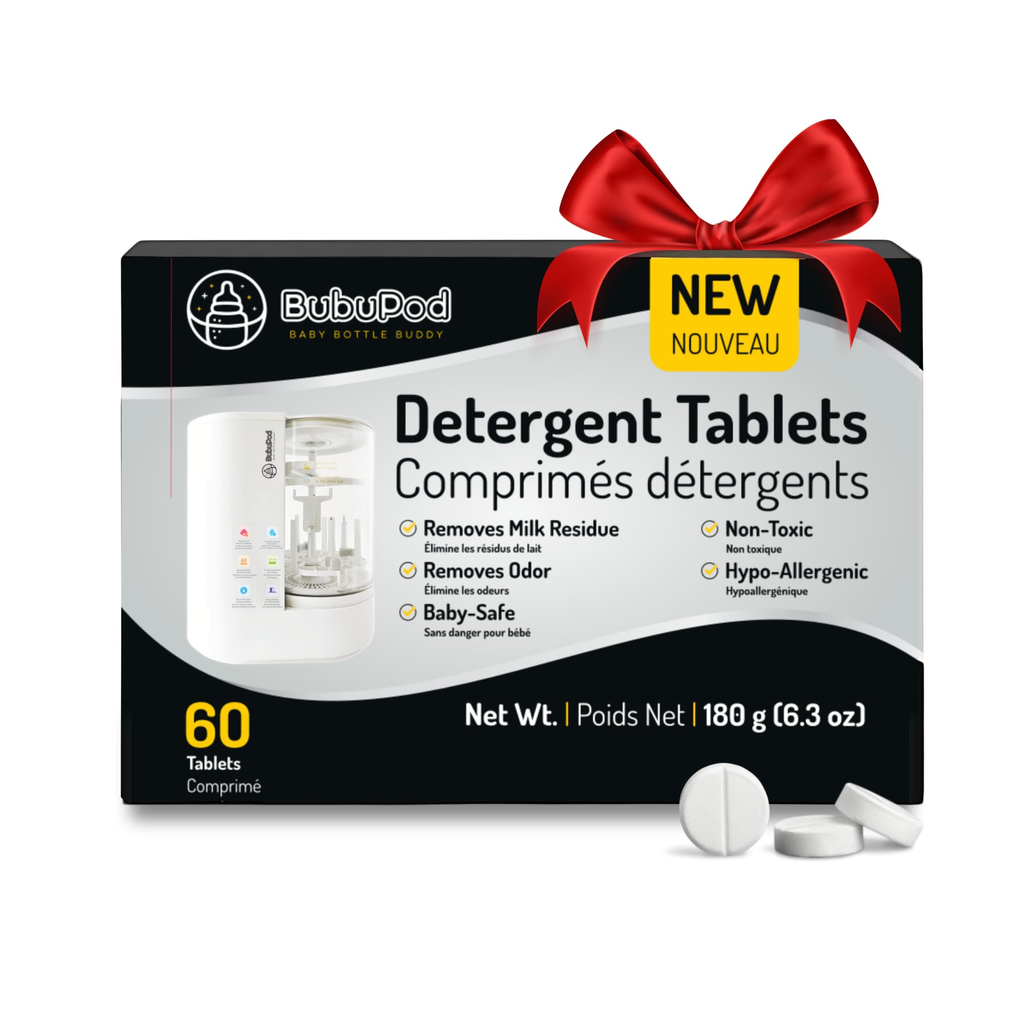 Baby Bottle Washer Detergent Tablets - Compatible with Baby Brezza Bottle Pro, Momcozy, Grownsy and all other brands-60 count