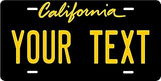 PhotoZoneGa California Black and Yellow Personalized Custom Novelty Tag Vehicle Car Auto Motorcycle Moped Bike Bicycle Lic...