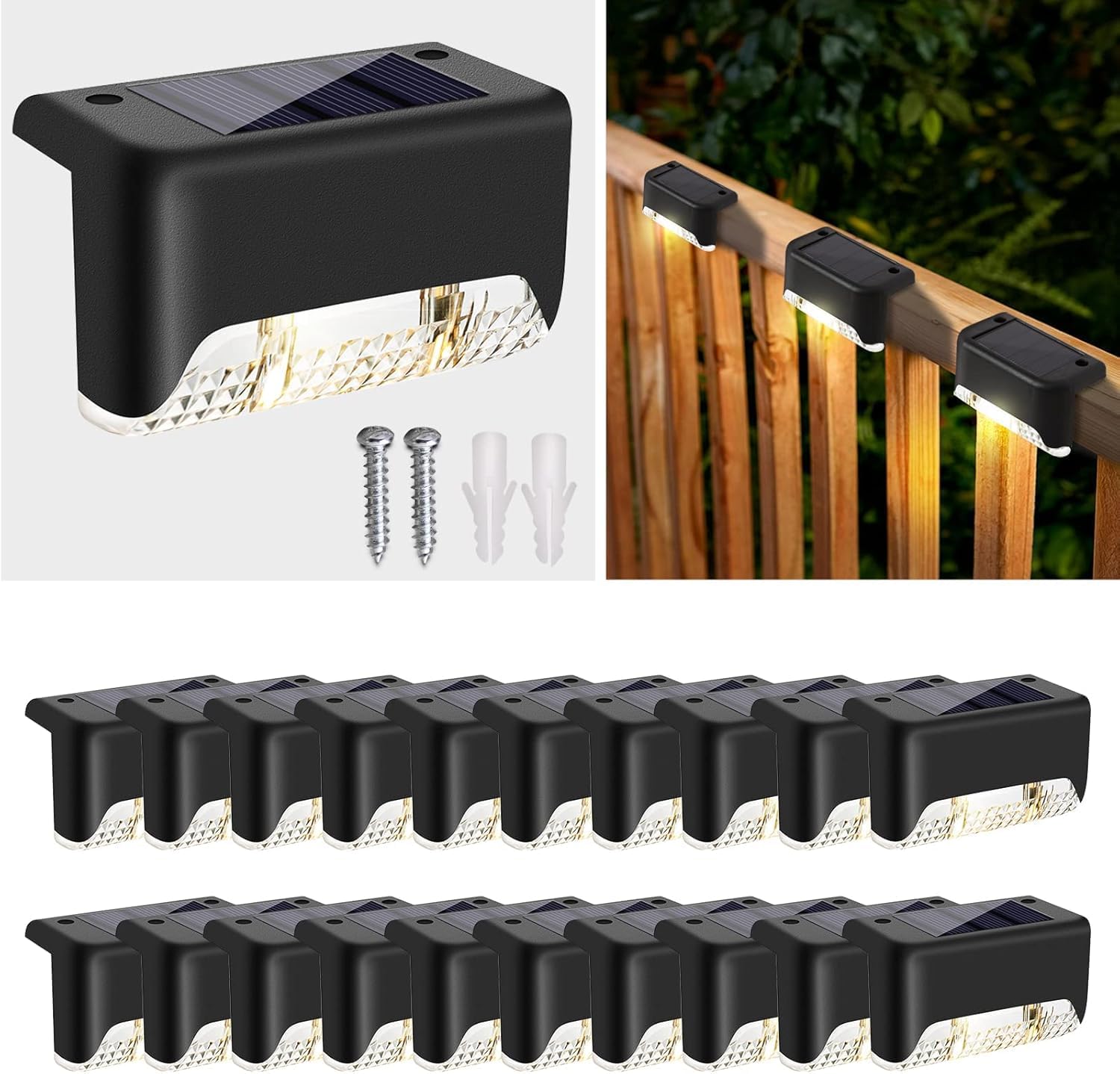Outdoor Solar Light Waterproof Balcony,Fence,Gate,Yard,Railing,Window Decor Light Garden lamp Home Stair Step Lights Balcony Led Solar Powered Lights, Warm Yelow (4)-image-33
