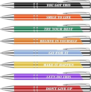 FANTESI 8 Pcs Quotes Pens Inspirational Ballpoint Pen Motivational Messages Pen Metal Inspirational Pen Set Black Ink Pens Encouraging Stylus Pen for Men Women