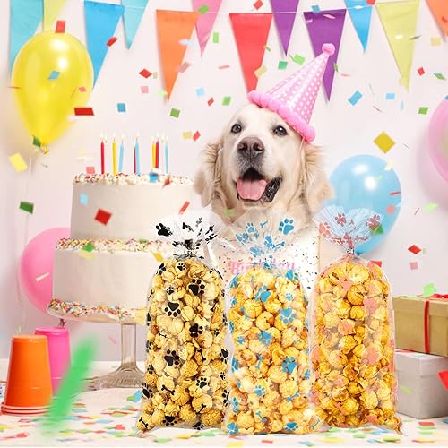 Miniatura 7 de 100 bolsas de celofán con estampado de patas de mascotas, bolsas de golosinas de pata de perro, bolsas de dulces sellables con calor, bolsas de