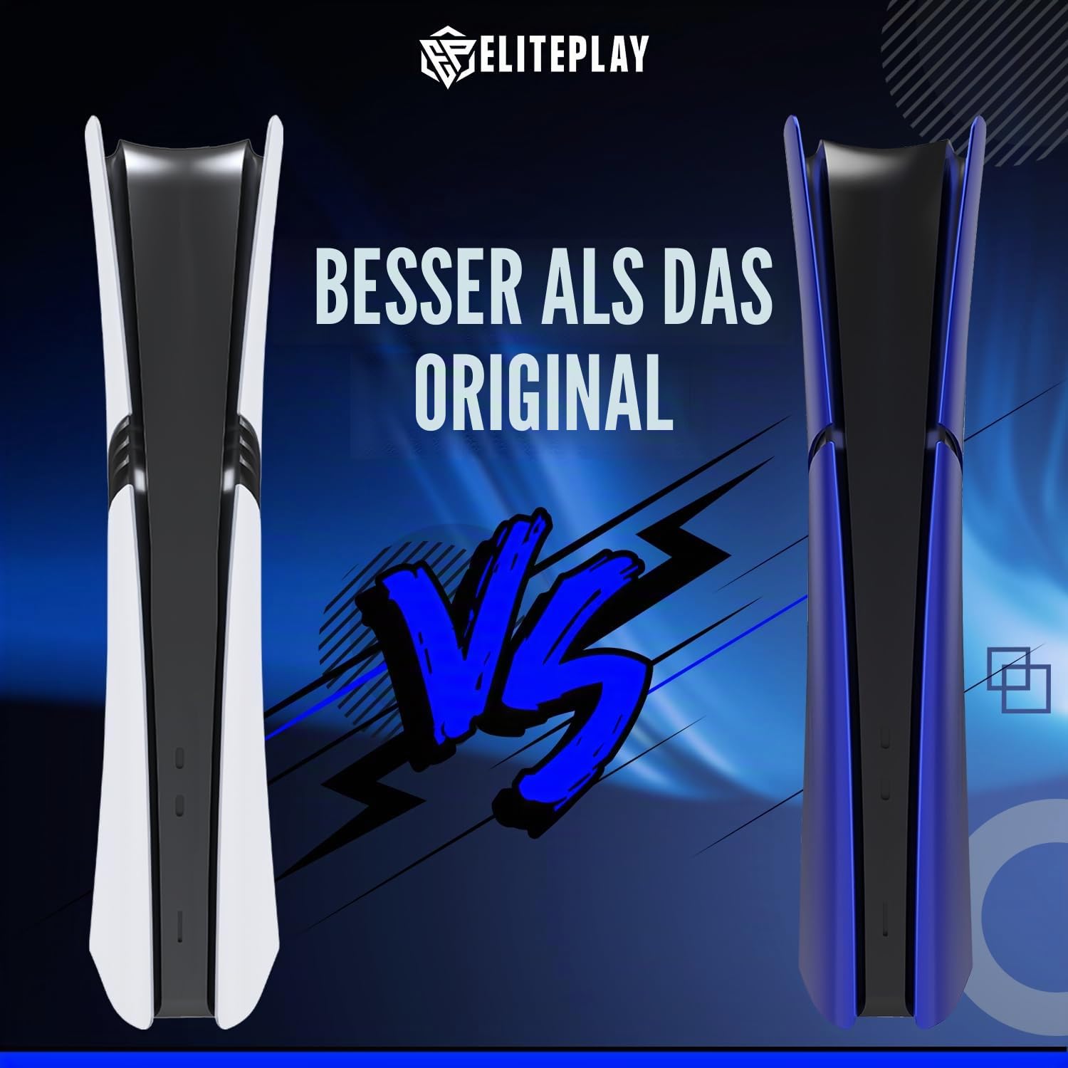 ElitePlay Cobalt Blue PS5 Digital Slim Faceplate Cover Ersatzplatten Shell für Playstation 5 Slim Model Digital Edition
