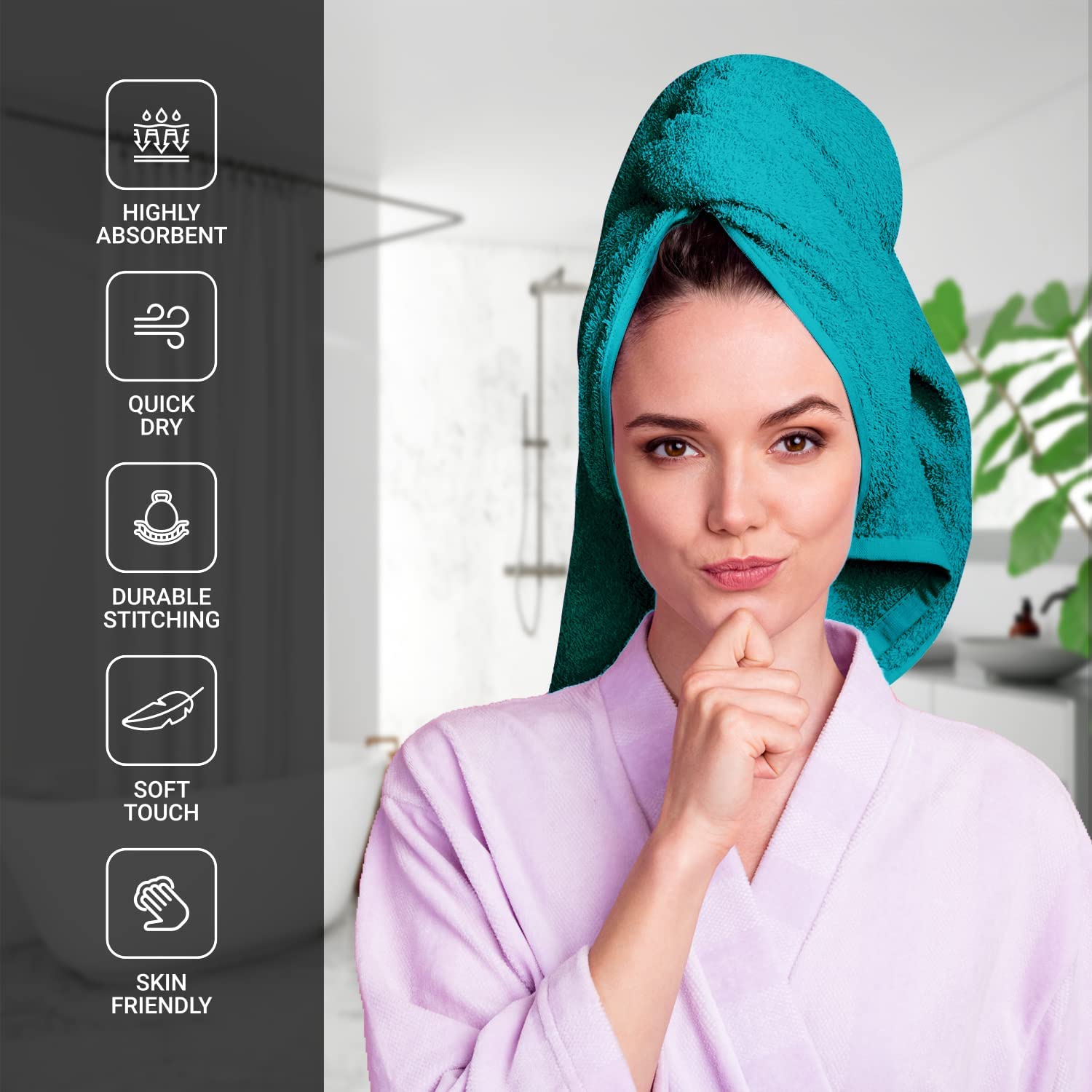 Infinitee Xclusives Premium Teal Bath Towel Set for Bathroom [Pack of